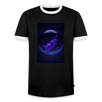 Nuages dans une bulle violette2 - T-shirt contrasté Homme - noir/blanc - Devant - AI Model Female 172 light (172cm) & AI Model Male 178 light (178cm)