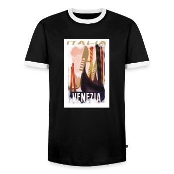 VENEZIA - Männer Kontrast-T-Shirt - Schwarz/Weiß - Vorne - AI Model Female 172 light (172cm) & AI Model Male 178 light (178cm)