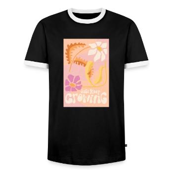 Just keep growing - Men's Ringer Shirt - black/white - Front - AI Model Female 172 light (172cm) & AI Model Male 178 light (178cm)