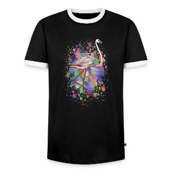 Bunter Vogel - Männer Kontrast-T-Shirt - Schwarz/Weiß - Vorne - AI Model Female 172 light (172cm) & AI Model Male 178 light (178cm)