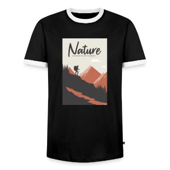 Nature Is Cheaper Than Therapy Mountains Hiking - Männer Kontrast-T-Shirt - Schwarz/Weiß - Vorne - AI Model Female 172 light (172cm) & AI Model Male 178 light (178cm)