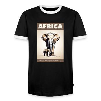 Africa where the wild things are - Men's Ringer Shirt - black/white - Front - AI Model Female 172 light (172cm) & AI Model Male 178 light (178cm)
