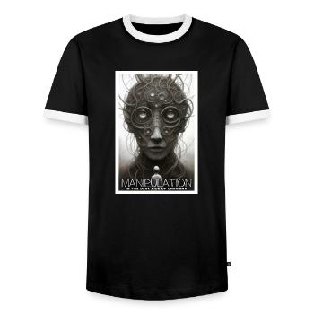 Manipulation Is The Dark Side Of Charism - Men's Ringer Shirt - black/white - Front - AI Model Female 172 light (172cm) & AI Model Male 178 light (178cm)