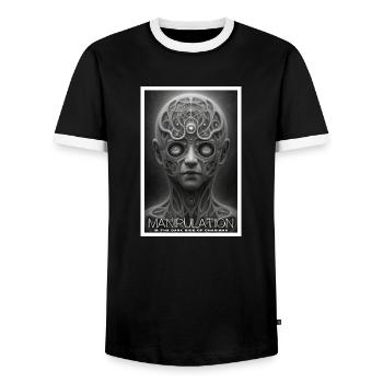 La manipulation est le côté obscur du charisme - T-shirt contrasté Homme - noir/blanc - Devant - AI Model Female 172 light (172cm) & AI Model Male 178 light (178cm)