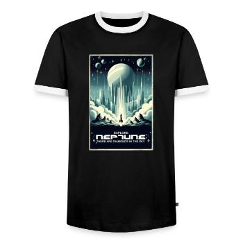 Explorez Neptune - Affiche Vintage - T-shirt contrasté Homme - noir/blanc - Devant - AI Model Female 172 light (172cm) & AI Model Male 178 light (178cm)