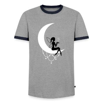 fee elfe halbmond fantasie - Männer Kontrast-T-Shirt - Grau/Navy  - Vorne - AI Model Female 172 light (172cm) & AI Model Male 178 light (178cm)