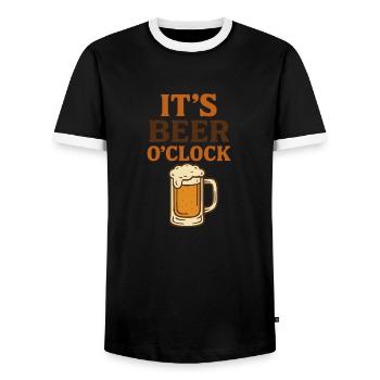 It's Beer O'Clock Männertag, Vatertag, Himmelfahrt - Männer Kontrast-T-Shirt - Schwarz/Weiß - Vorne - AI Model Female 172 light (172cm) & AI Model Male 178 light (178cm)
