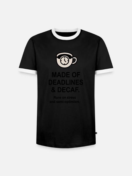 Deadlines and Decaf - Men's Ringer Shirt - black/white