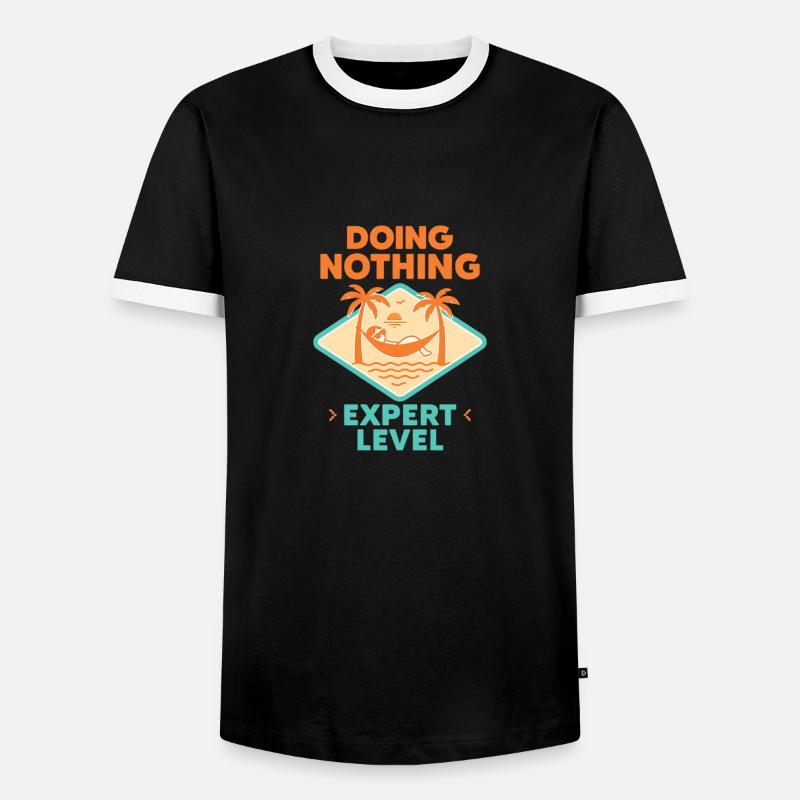 Doing Nothing, Expert Level - Männer Kontrast-T-Shirt - Schwarz/Weiß