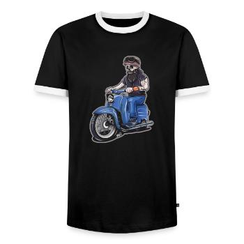 Zweitackt forever - Männer Kontrast-T-Shirt - Schwarz/Weiß - Vorne - AI Model Female 172 light (172cm) & AI Model Male 178 light (178cm)