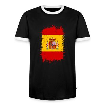 Spain - Men's Ringer Shirt - black/white - Front - AI Model Female 172 light (172cm) & AI Model Male 178 light (178cm)