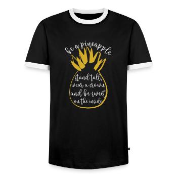 be a pineapple - Men's Ringer Shirt - black/white - Front - AI Model Female 172 light (172cm) & AI Model Male 178 light (178cm)