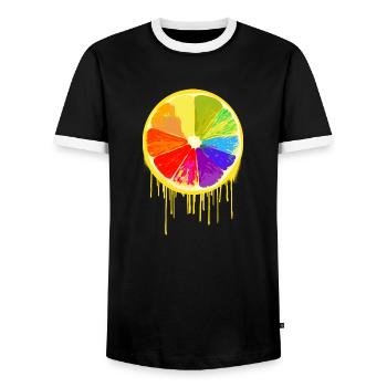 colorful fruit,orange,colorful,graffiti,LGBT - Men's Ringer Shirt - black/white - Front - AI Model Female 172 light (172cm) & AI Model Male 178 light (178cm)