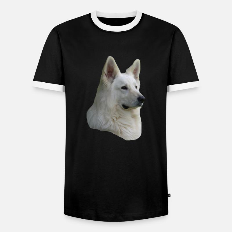 White Shepherd Head - Men's Ringer Shirt - black/white