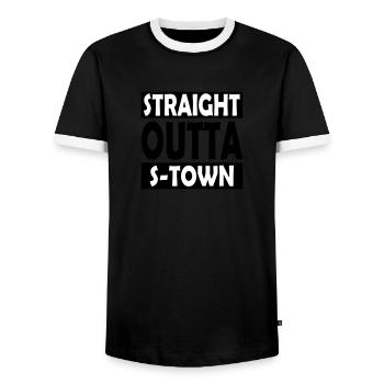 Straight-Ville S Outta - T-shirt contrasté Homme - noir/blanc - Devant - AI Model Female 172 light (172cm) & AI Model Male 178 light (178cm)