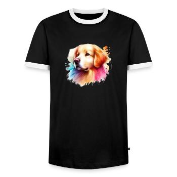 Golden Retriever - Männer Kontrast-T-Shirt - Schwarz/Weiß - Vorne - AI Model Female 172 light (172cm) & AI Model Male 178 light (178cm)