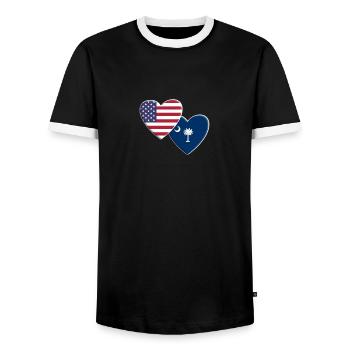 USA American State Of South Carolina Flag - Men's Ringer Shirt - black/white - Front - AI Model Female 172 light (172cm) & AI Model Male 178 light (178cm)