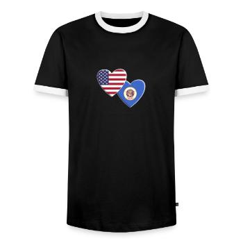 États-Unis État américain du Minnesota Drapeau patriotique - T-shirt contrasté Homme - noir/blanc - Devant - AI Model Female 172 light (172cm) & AI Model Male 178 light (178cm)