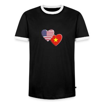 USA Amerikanisch Vietnam Vietnamesische Flagge Patriotisch - Männer Kontrast-T-Shirt - Schwarz/Weiß - Vorne - AI Model Female 172 light (172cm) & AI Model Male 178 light (178cm)