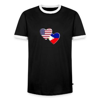 USA Amerikanisch Philippinen Philippinische Flagge Patriotisch - Männer Kontrast-T-Shirt - Schwarz/Weiß - Vorne - AI Model Female 172 light (172cm) & AI Model Male 178 light (178cm)