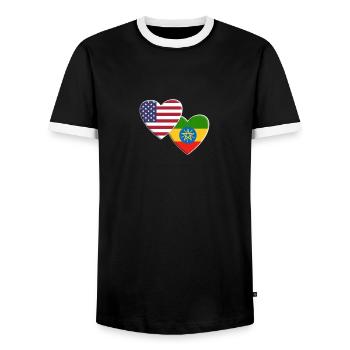 USA American Ethiopia Ethiopian Flag Patriotic - Men's Ringer Shirt - black/white - Front - AI Model Female 172 light (172cm) & AI Model Male 178 light (178cm)