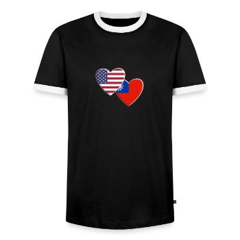 USA Amerikanisch Taiwan Taiwanesische Flagge Patriotisch - Männer Kontrast-T-Shirt - Schwarz/Weiß - Vorne - AI Model Female 172 light (172cm) & AI Model Male 178 light (178cm)