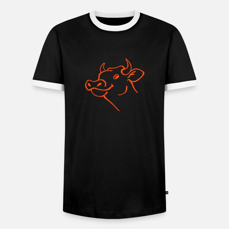Kuh - Männer Kontrast-T-Shirt - Schwarz/Weiß