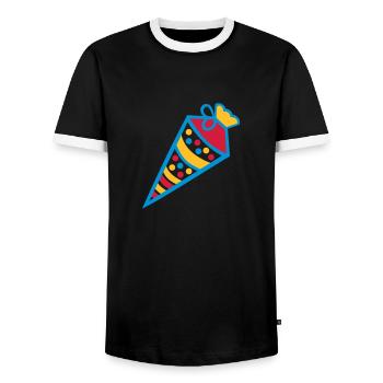 School cone - Men's Ringer Shirt - black/white - Front - AI Model Female 172 light (172cm) & AI Model Male 178 light (178cm)