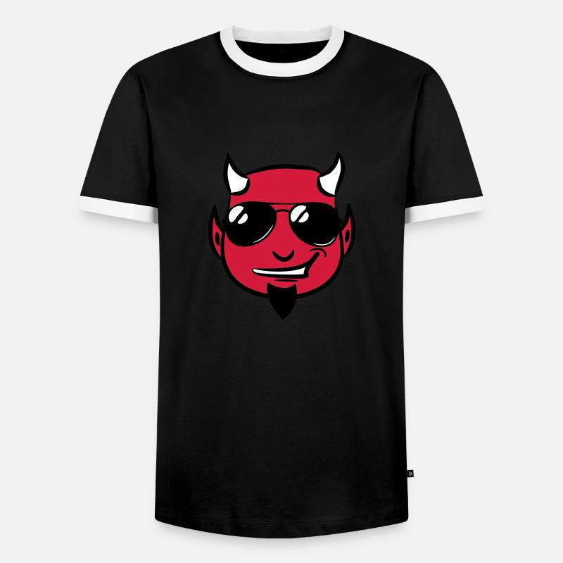 Devil deceitful goatee sunglasses - Men's Ringer Shirt - black/white