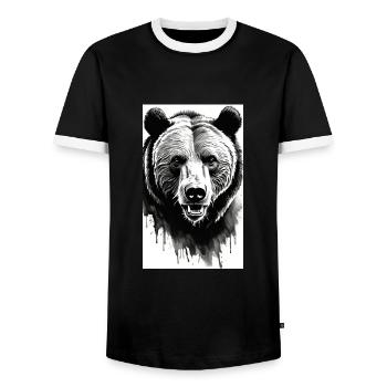 Bear | Brown Bear | Grizzly Bear | Animals - Men's Ringer Shirt - black/white - Front - AI Model Female 172 light (172cm) & AI Model Male 178 light (178cm)