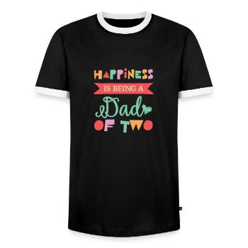 Luck is to be a dad of two children - Men's Ringer Shirt - black/white - Front - AI Model Female 172 light (172cm) & AI Model Male 178 light (178cm)