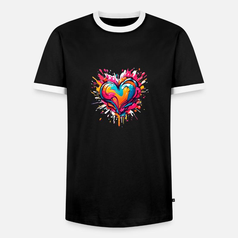 Herz der farbigen Gemälde - Männer Kontrast-T-Shirt - Schwarz/Weiß