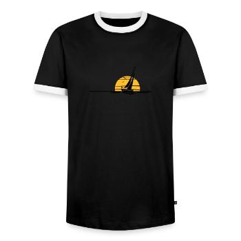 Schiffe - Segelboot Sonne - Männer Kontrast-T-Shirt - Schwarz/Weiß - Vorne - AI Model Female 172 light (172cm) & AI Model Male 178 light (178cm)