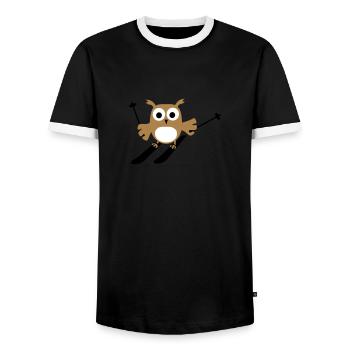 lustige süße Eule Ski fahren Winter Kinder Motiv - Männer Kontrast-T-Shirt - Schwarz/Weiß - Vorne - AI Model Female 172 light (172cm) & AI Model Male 178 light (178cm)
