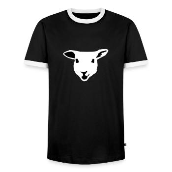 sheep, lamb - Men's Ringer Shirt - black/white - Front - AI Model Female 172 light (172cm) & AI Model Male 178 light (178cm)
