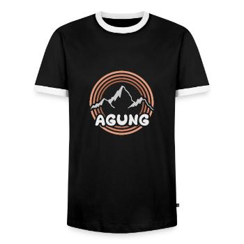 Agung als Berg - Männer Kontrast-T-Shirt - Schwarz/Weiß - Vorne - AI Model Female 172 light (172cm) & AI Model Male 178 light (178cm)
