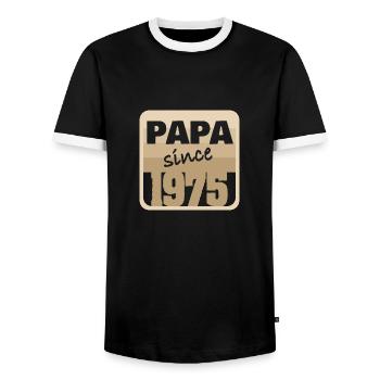 1975 - Men's Ringer Shirt - black/white - Front - AI Model Female 172 light (172cm) & AI Model Male 178 light (178cm)