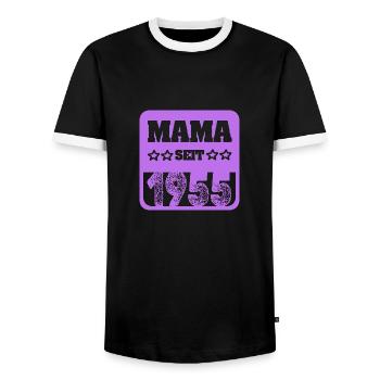 Muttertag 1955 - Männer Kontrast-T-Shirt - Schwarz/Weiß - Vorne - AI Model Female 172 light (172cm) & AI Model Male 178 light (178cm)