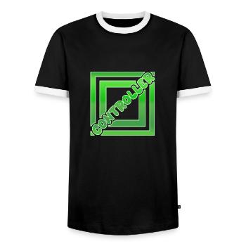 Controller - Männer Kontrast-T-Shirt - Schwarz/Weiß - Vorne - AI Model Female 172 light (172cm) & AI Model Male 178 light (178cm)