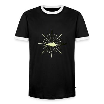 My Shark Shark - Men's Ringer Shirt - black/white - Front - AI Model Female 172 light (172cm) & AI Model Male 178 light (178cm)