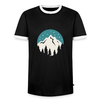 Thé douillet pour la saison d'hiver au design - T-shirt contrasté Homme - noir/blanc - Devant - AI Model Female 172 light (172cm) & AI Model Male 178 light (178cm)