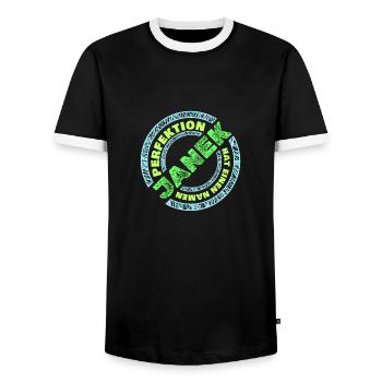 Geschenk für Janek - Männer Kontrast-T-Shirt - Schwarz/Weiß - Vorne - AI Model Female 172 light (172cm) & AI Model Male 178 light (178cm)