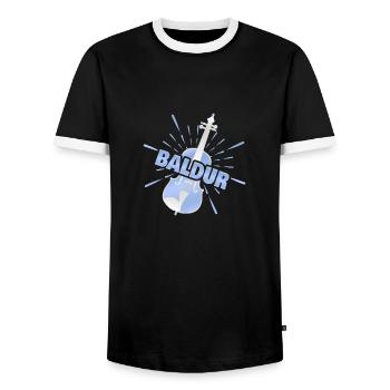 Violin for Baldur First Name Violin - Men's Ringer Shirt - black/white - Front - AI Model Female 172 light (172cm) & AI Model Male 178 light (178cm)