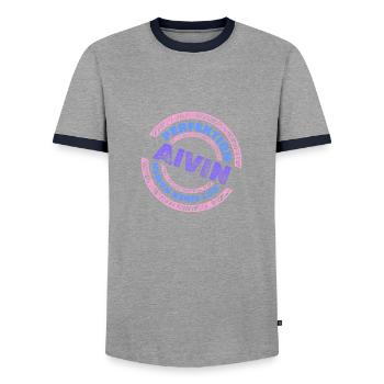 Geschenk für Alvin - Männer Kontrast-T-Shirt - Grau/Navy  - Vorne - AI Model Female 172 light (172cm) & AI Model Male 178 light (178cm)