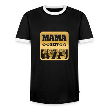 1973 - Männer Kontrast-T-Shirt - Schwarz/Weiß - Vorne - AI Model Female 172 light (172cm) & AI Model Male 178 light (178cm)