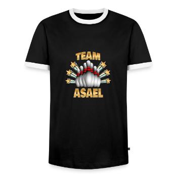 Bowling Asael - Men's Ringer Shirt - black/white - Front - AI Model Female 172 light (172cm) & AI Model Male 178 light (178cm)