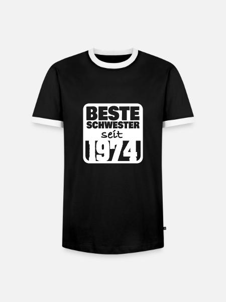 Geschwister 1974 - Männer Kontrast-T-Shirt - Schwarz/Weiß