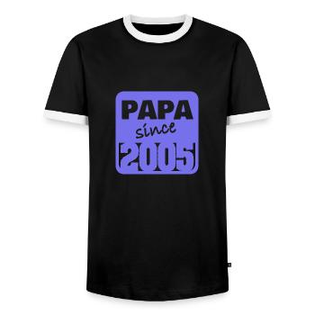 Father 2005 - Men's Ringer Shirt - black/white - Front - AI Model Female 172 light (172cm) & AI Model Male 178 light (178cm)