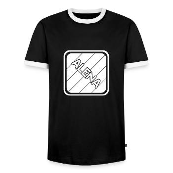 Alena as a girl's name - Men's Ringer Shirt - black/white - Front - AI Model Female 172 light (172cm) & AI Model Male 178 light (178cm)