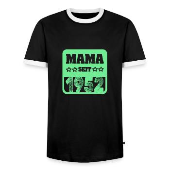 Mom 1952 - Men's Ringer Shirt - black/white - Front - AI Model Female 172 light (172cm) & AI Model Male 178 light (178cm)